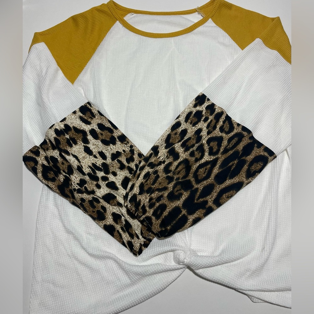 Long sleeve, waffle knit, front knit shirt